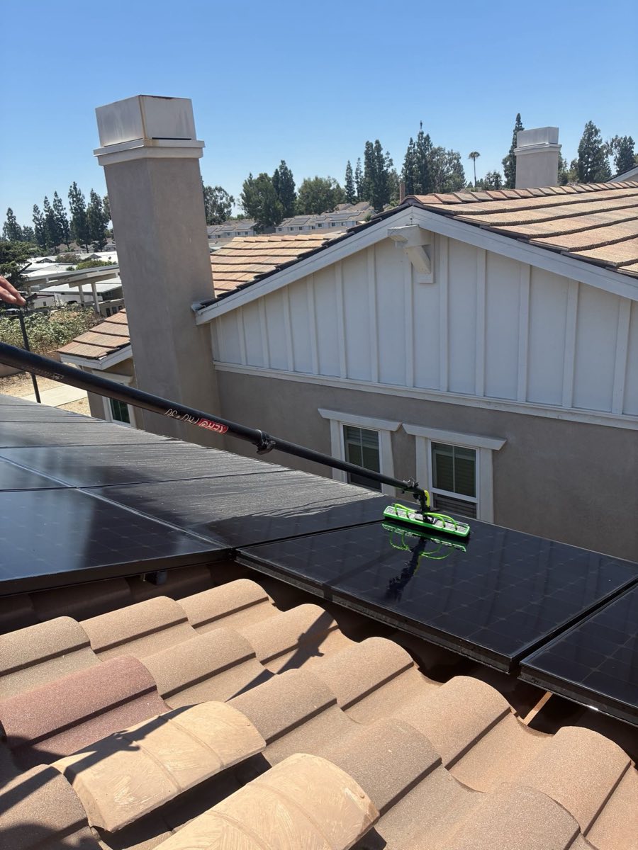 Clean solar panels after service
