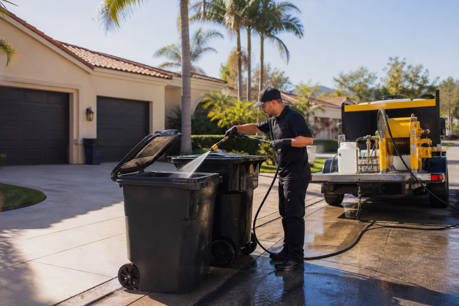 Professional residential trash bin cleaning service
